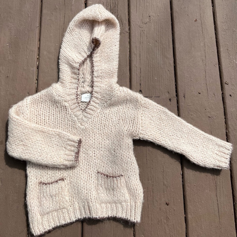 Zara Girls Knit Hooded Sweater